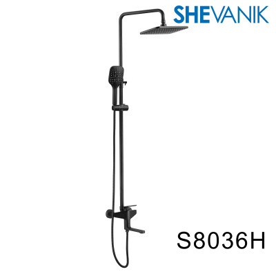 Душевая стойка со смесителем Shevanik, черный матовый S8036H